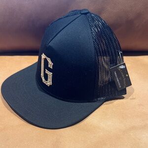San Francisco Giants Classic Trucker Cap - Black Mesh with Gold Gilded bones "G"